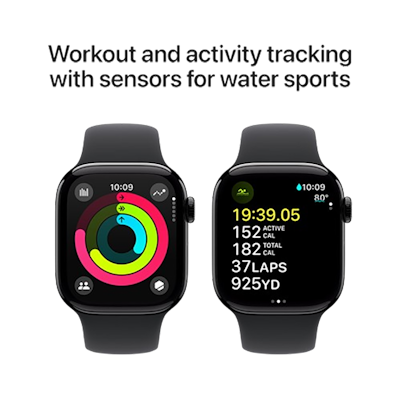 Apple Watch Series 10 42mm Jet Black Aluminium Case with Black Sport Band SM Apple Watch Series 10 42mm Jet Black Aluminium Case with Black Sport Band SM