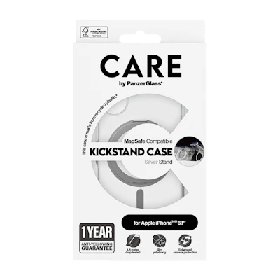 CARE Cover Silver Kickstand MagSafe iPhone 16 CARE Cover Silver Kickstand MagSafe iPhone 16
