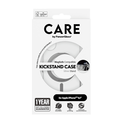 CARE Cover Silver Kickstand MagSafe iPhone 16 CARE Cover Silver Kickstand MagSafe iPhone 16