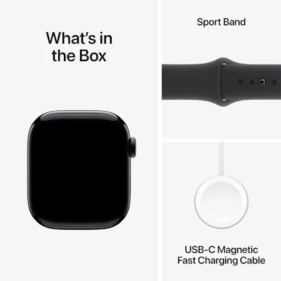 Apple Watch Series 10 42mm Jet Black Aluminium Case with Black Sport Band SM Apple Watch Series 10 42mm Jet Black Aluminium Case with Black Sport Band SM