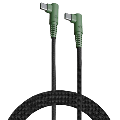 Hune Angle Cable braided Type C 1m Black Green Hune Angle Cable braided Type C 1m Black Green